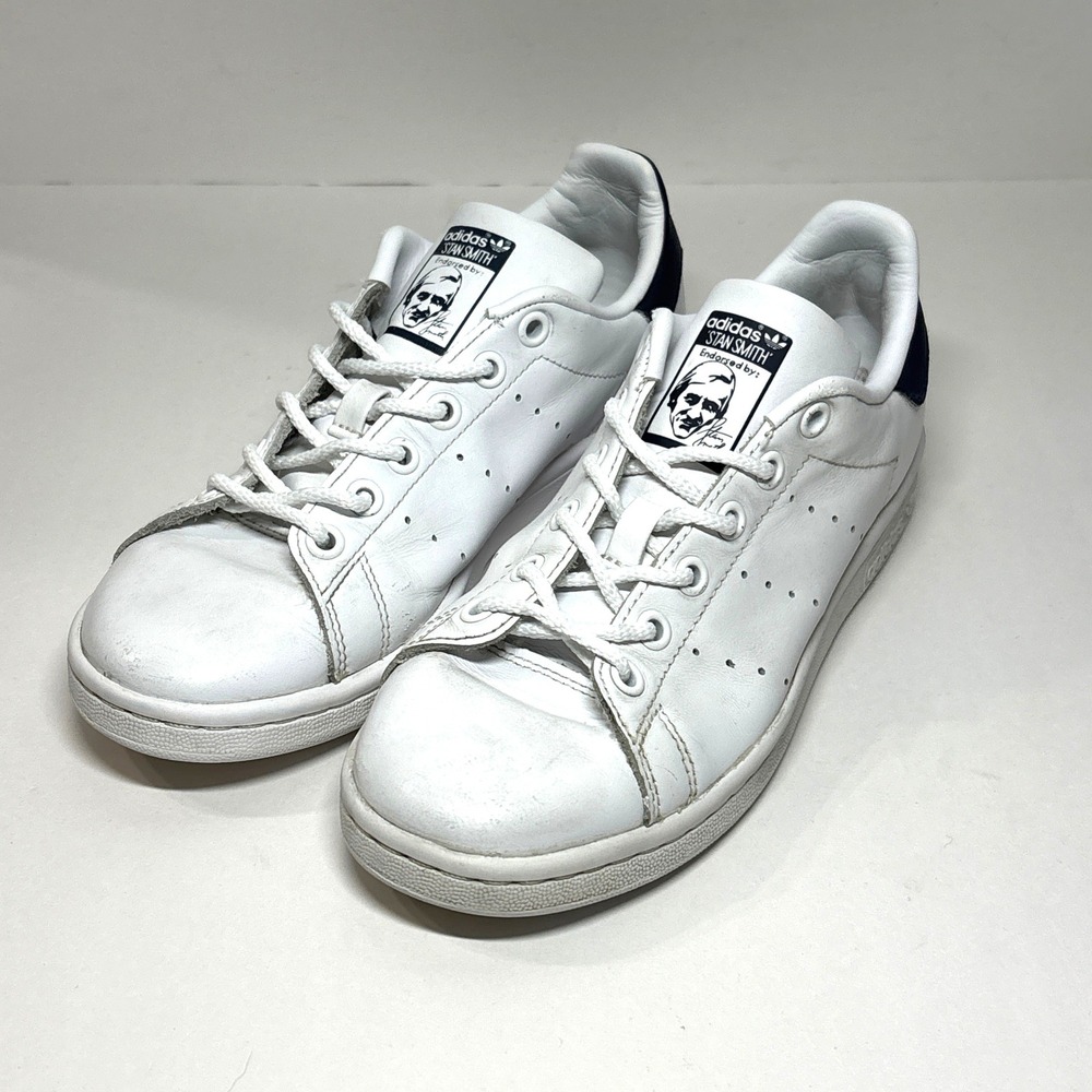 Adidas Stan Smith Sneakers Boys 4.5 White Navy Blue Leather M20325